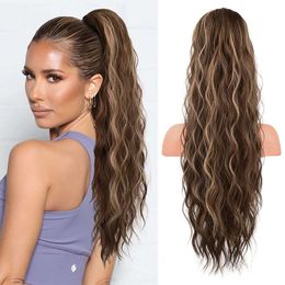 human curly wigs Wig ponytail womens large wavy long hair ponytail braid natural synthesis simulation drawstring hair accessory ponytail braid