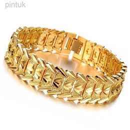 Chain 21cm Retro Fashion European Coin Gold-plated Jewelry Copper Plating 24K Gold Mens Wide Version Bracelet Chain Wholesale d240419