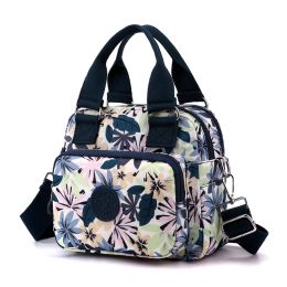 Shell Fashion 2 Layers Floral Pattern Female Shoulder Bag High Quality Nylon Mommy Bag Pretty Style Multipockets Women Small Handbag