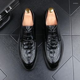 Casual Shoes Men Fashion Punk Nightclub Dress Cow Leather Crocodile Pattern Oxfords Shoe Breathable Young Sneakers Chaussures Hommes