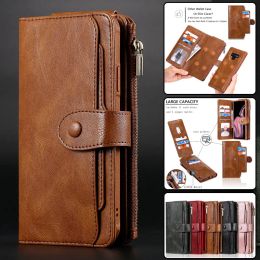 Wallets Zipper Leather Case for Samsung Note 9 8 10 20 Ultra Magnetic Wallet Card Cover for Galaxy S22 S21 S20 Fe S9 S8 S10 Plus Coque
