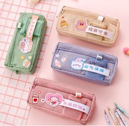 Bags Kawaii Big Pencil Case Zipper Large Capacity Cute Pencil Box Portable Storage Bag School Supplies Multifunctional Stationery Box