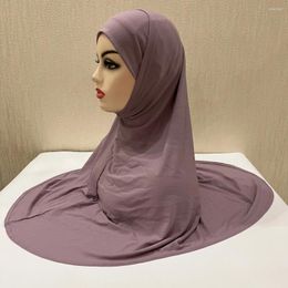 Ethnic Clothing H292 Plain Two Pieces Large Size Muslim Hijab With Chin Part Top Quality Amira Pull On Islamic Scarf Sell Headscarf