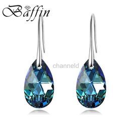 Other Korean Pear-shaped Drop Earrings Genuine Crystal from Austria Rhinestone Dangle for Women Party Silver Color Big Pendant Jewelry 240419