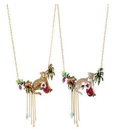 Luxury Leopard Gem Tassel Necklace Exaggerated Pendant Animal Gem Flowers Necklaces For Women Party Jewellery Accessories6477113