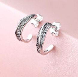 Wholesale-European new elegant wave earrings for Jewellery with original box 925 sterling silver CZ diamond ladies earrings gift3980326