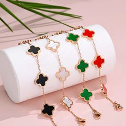 Designer Clover White Red Blue Old Bay Mother of Pearl Charm Four Leaf Bracelet Gold Plated Gift Women's Fashion Jewelry