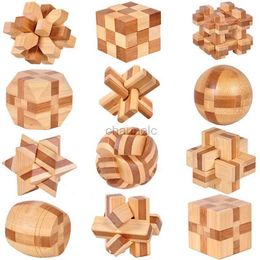 3D Puzzles Wooden Kong Ming Lock Lu Ban Lock IQ Brain Teaser Educational Toy for Kids Children Montessori 3D Puzzles Game Unlock Toys Adult 240419