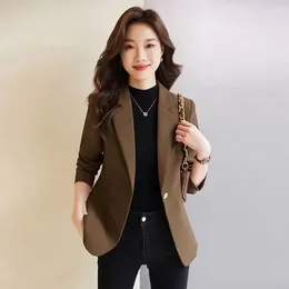 Women's Suits High-End Coffee Suit Jacket Ladies Blazer Tops 2024 Spring Autumn Leisure Coat 1 Button Slim Casaco Feminino