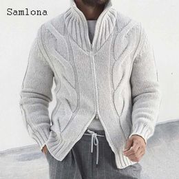 Men's Sweaters 2024 Knitting Winter Warm Coats Men Turtleneck Tops Knitwear European Fashion Zipper Pocket Sweater Jumpers