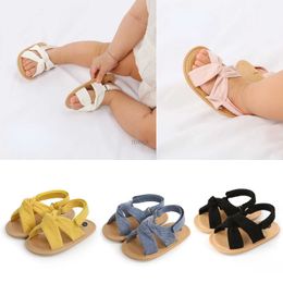 Sandals Summer Baby Girl Shoes Crossover Sandals Soft Soled Non-slip Breathable Flat Toddler Shoes Childrens Gift 240419