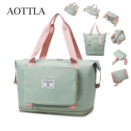 Bags AOTTLA Foldable Travel Bags Double Zipper Extend Handbag Large New Women Shoulder Bags Free Shipping High Quality Sports Gym Bag