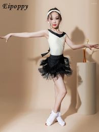 Stage Wear Children's Latin Dance Female Professional Exercise Clothing Performance Costume Tassel Suit Summer Racing