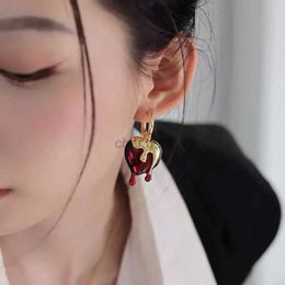 Other Freetry Exaggerated Lava Heart Drop Earrings for Women Exquisite Punk Metal Acrylic Irregular Earrings Party Jewellery Gifts 240419