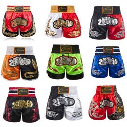 Printing Fight Shorts Breathable Men Womens Kick Boxing Embroidery Patches Muay Thai Sanda Grappling Clothes 240408