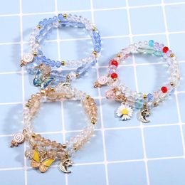 Charm Bracelets Korean Version Of The Two-piece Crystal Bracelet For Girls Candy Colour Popping Beads Friendship Jewellery Girl