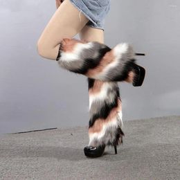 Women Socks 1 Pair Faux Fur Tie Dye Boot Cuffs Anti-cold Leg Covers Keep Warm Delicate Warmers Stockings For Stage Performance