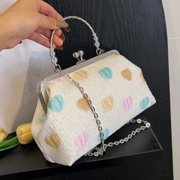 Shell Vintage Women Pink White Wedding Evening Clutch Shell Lock Bags Chain Shoulder Bags Flower Crossbody Bags Handbags And Purses