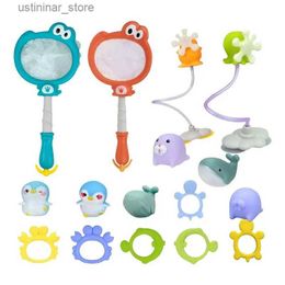 Sand Play Water Fun Kids Bath Toys Floating Bathtub Squirt Toys With Fishing Net Shower Casting Play Set For Baby Boys Girls Toddlers Soothing Toys L416