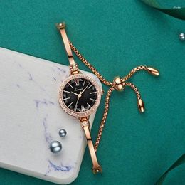 Wristwatches Bracelet Watch Small Round Dial Stretch Quartz For Women Accessories Elegant Woman Women's Watches