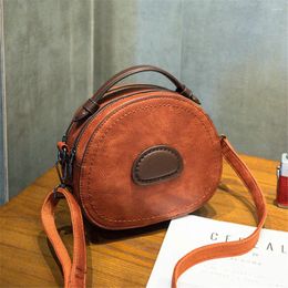 Shoulder Bags Genuine Leather Tote Round Bag Clucth Purse Brown Crossbody For Women Luxury Designer Handbag Messenger Evening