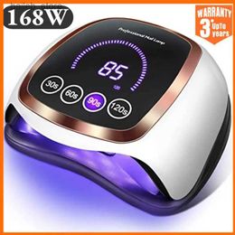 Nail Dryers 168W UV nail drying lamp used for ergonomic LED UV drying lamp with automatic sensor intelligent nail salon equipment tool Y240419