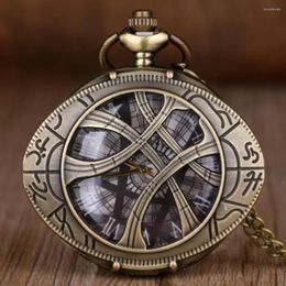 Pocket Watches Bronze Retro Necklace Pendant Quartz Watch Steampunk Skeleton Dial Design Gifts For Men Women Relojes De Bolsillo