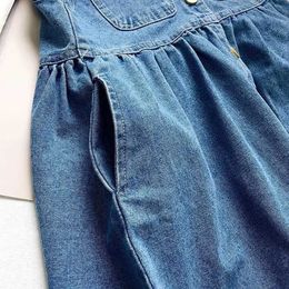 Girl's Dresses Bear Leader Denim Sleeveless Dresses for Baby Girls Summer Fashion New Solid Color Casual Dress Kids Clothing 2-6 Years d240423