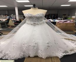 2021 Real pics ALine Wedding Dresses Gown Sweetheart Brads and long Tulle Train Beach Formal Gowns Custom Made5993908