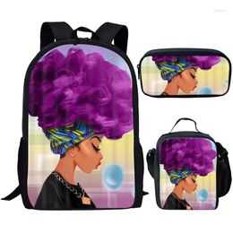 School Bags African Girls Children Bag Sets Black Afro Girl Magic Bookbag For Kids Schoolbags Satchel