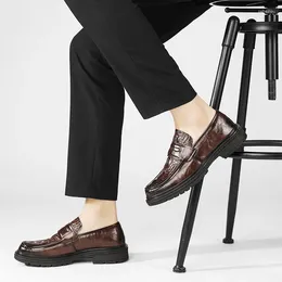 Casual Shoes Crocodile Leather Fashion Men's Loafers Flats Classics Wedding Platform Footwear Men Formal Business