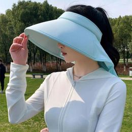 Wide Brim Hats Sun Bucket Hat Fashion With Neck Cover Summer Sunshade Solid Color Outdoor UV Protection Cap