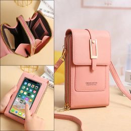 Wallets Women Multifunction Touch Screen Phone Bags Female Single Shoulder Purse Messenger Wallet Large Capacity RFID Antitheft Brush