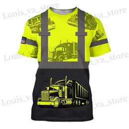 Men's T-Shirts Truck Driver Cargo Summer Graphic T Shirts For Men 3D Print New Fashion Short Slve Oversized T-shirt Ropa Hombre Camiseta Work T240419