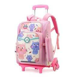 Bags Kids Girls Trolley Schoolbag Lage Wheeled Book Bags Backpack Latest Removable Children School Bags with 2 Wheels Stairs