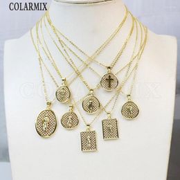 Chains 6pieces Zirconia Juses Medal Pendant Necklace Religious Jewellery Special Women Gift 52837