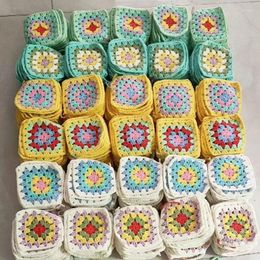 Table Mats 10pcs/lot 11cm DIY Crochet Multicolor Granny Square Coasters Decoration Handmade Cup Pad Wool Clothes Patch