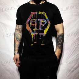 Men's T-Shirts PL HOT PLEIN BRAND Mens Strt Fashion Mens Punk PLEIN New Hot Diamond ULLOVER Design T-shirt PP 017 T240419