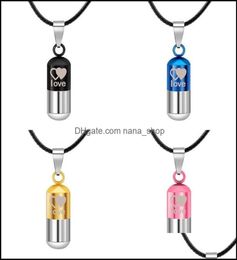 Pendant Necklaces Pendants Jewelry Stainless Steel Urn Cremation Ashes Necklace For Women Men Family Heart Save Love Open Locket L1422767