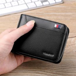 Bags Williampolo Wallets Men Short Genuine Leather Slim Mini Card Holder Accordion Slot Snap Fastener Zipper Cash Pocket Portable New