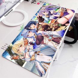 Mouse Pads Wrist Rests Large Gaming Mouse Pad Genshin Impact Mousepad Keyboard For Computers Mouse Mat Anti-slip Soft Notebook Office Carpet XXL Pads Y240419