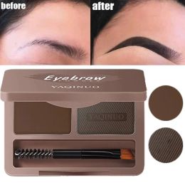 Enhancers 2 Colours Eyebrow Powder Waterproof Brow Powder Tint Enhancers PigmentNatrual Eyebrow Shadow Palette with Brush Makeup Cosmetic