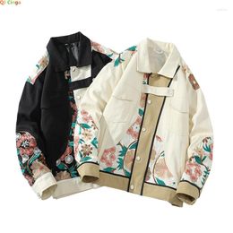 Men's Jackets Spring Embroidery Splicing Jacket Single-breasted Denim Coat White And Black Can Choose From Outerwear M-5XL