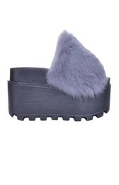 HEE GRAND Platform Slippers Women Shoes Fur Creepers Wedges Slides Beach Flip Flops Soft Slip On Shoes Woman XWM1307791242