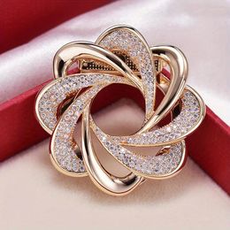 Brooches Elegant Women Girls Fashion Luxury Crystal Twist Round Silk Scarf Buckle Classic Exquisite Lady Clothing Coat Pins