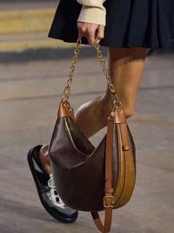 Hobo Loop Bag Women Designer Crossbody marel Handbag Purse Croissant Chain Bags Half-moon Underarm Purses Large Capacity Totes Removable Zipper brown Shoulder