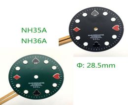 Repair Tools Kits 28 5mm NH35 NH36 Watch Dial Poker Abalone For NH35A NH36A Movement Green Luminous Modified With S LOGO22373329777