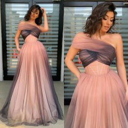 2024 Elegant A Line Evening Dresses One Shoulder Capped Sleeves Lace Prom Gowns Custom Made Sweep Train Special Occasion Dress