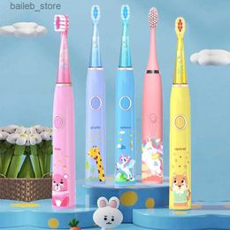 Toothbrush s Electric Toothbrush Cartoon s With Replacement Head Ultrasonic IPX7 Waterproof Rechargeable Sonic Toothbrush OFK Y240419