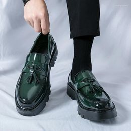 Casual Shoes Patent Leather Men All-match Wedding Dress Fashion Mens Thick Bottom Loafers Male Comfortable Office Shoe